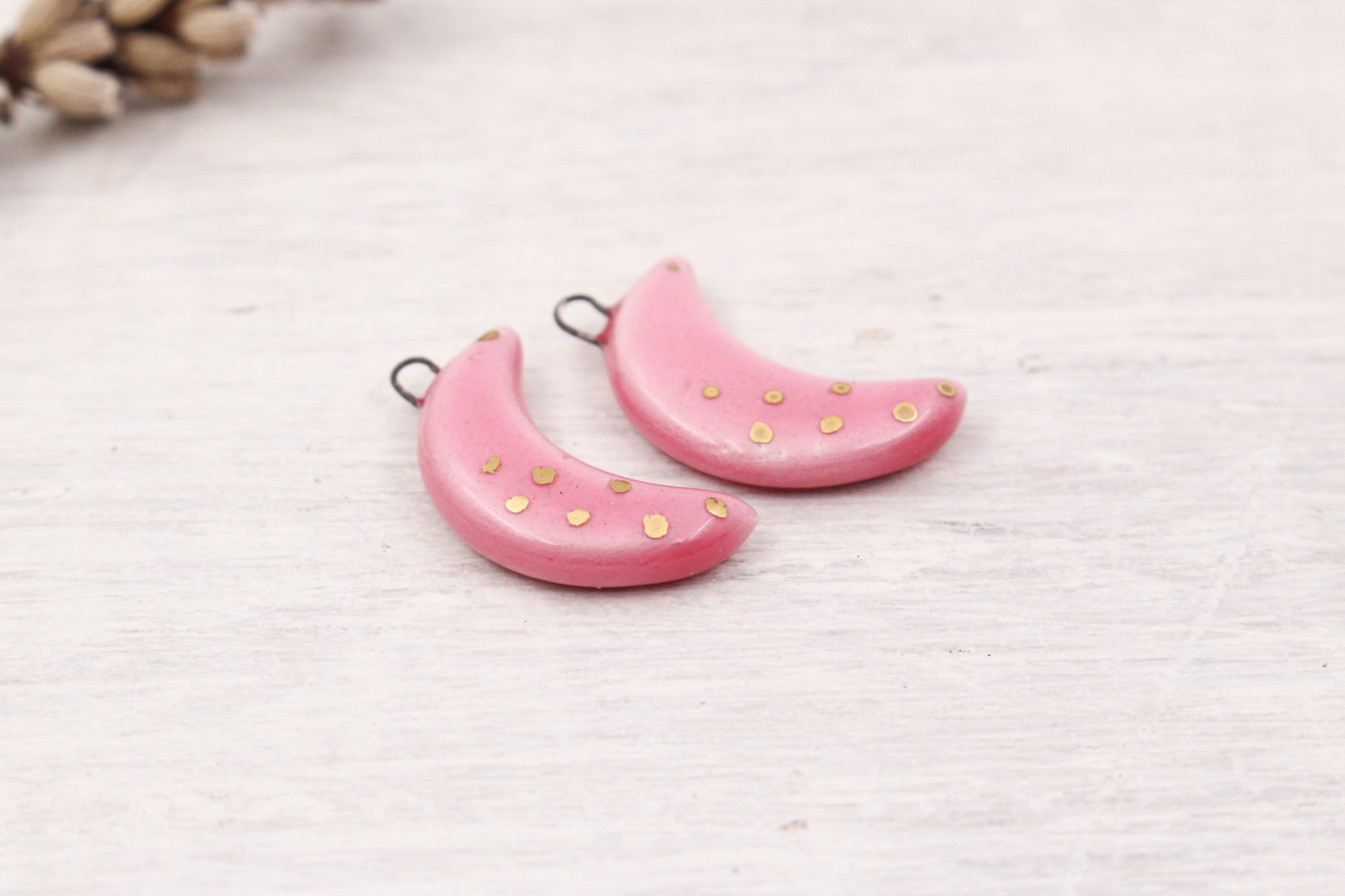 Ceramic Moon Charms for Jewelry and Accessories Making handmade in France by Alain Granell