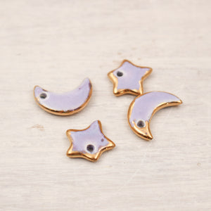 Ceramic Moon & Star Charms for Jewelry and Accessories Making handmade in France by Alain Granell