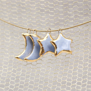 Ceramic Moon & Star Charms for Jewelry and Accessories Making handmade in France by Alain Granell