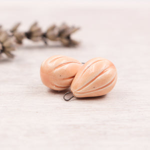 Ceramic Melon Drop Charms for Jewelry and accessories making handmade in France by Alain Granell