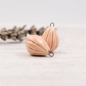 Ceramic Melon Drop Charms for Jewelry and accessories making handmade in France by Alain Granell