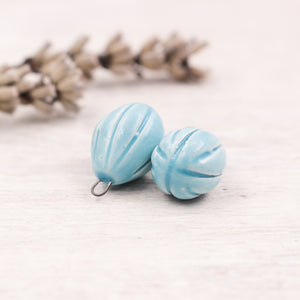 Ceramic Melon Drop Charms for Jewelry and accessories making handmade in France by Alain Granell