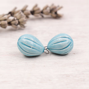 Ceramic Melon Drop Charms for Jewelry and accessories making handmade in France by Alain Granell