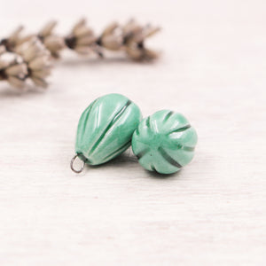 Ceramic Melon Drop Charms for Jewelry and accessories making handmade in France by Alain Granell