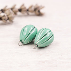 Ceramic Melon Drop Charms for Jewelry and accessories making handmade in France by Alain Granell