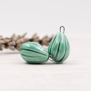 Ceramic Melon Drop Charms for Jewelry and accessories making handmade in France by Alain Granell