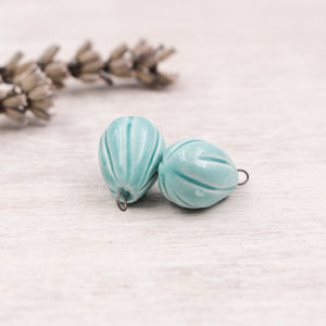 Ceramic Melon Drop Charms for Jewelry and accessories making handmade in France by Alain Granell