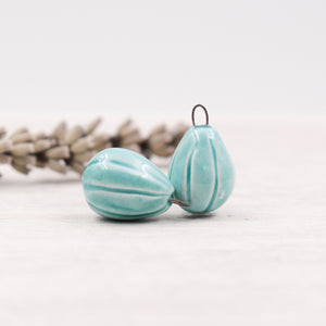 Ceramic Melon Drop Charms for Jewelry and accessories making handmade in France by Alain Granell