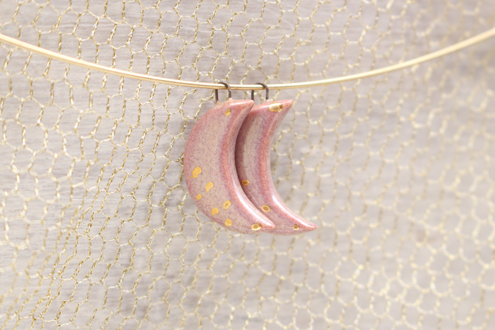 Ceramic Moon Charms for Jewelry and Accessories Making handmade in France by Alain Granell