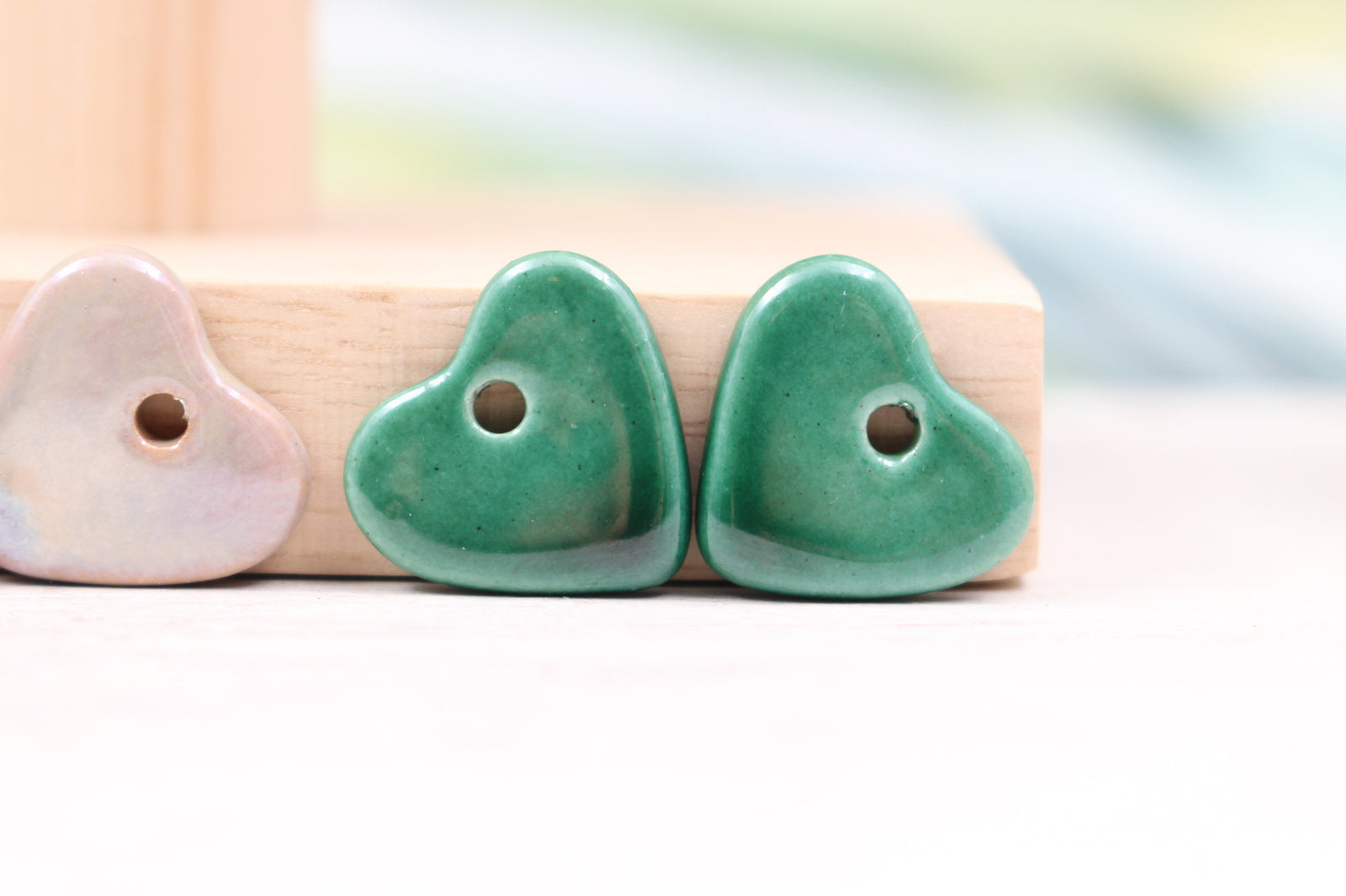 Cute colorful ceramic heart charms