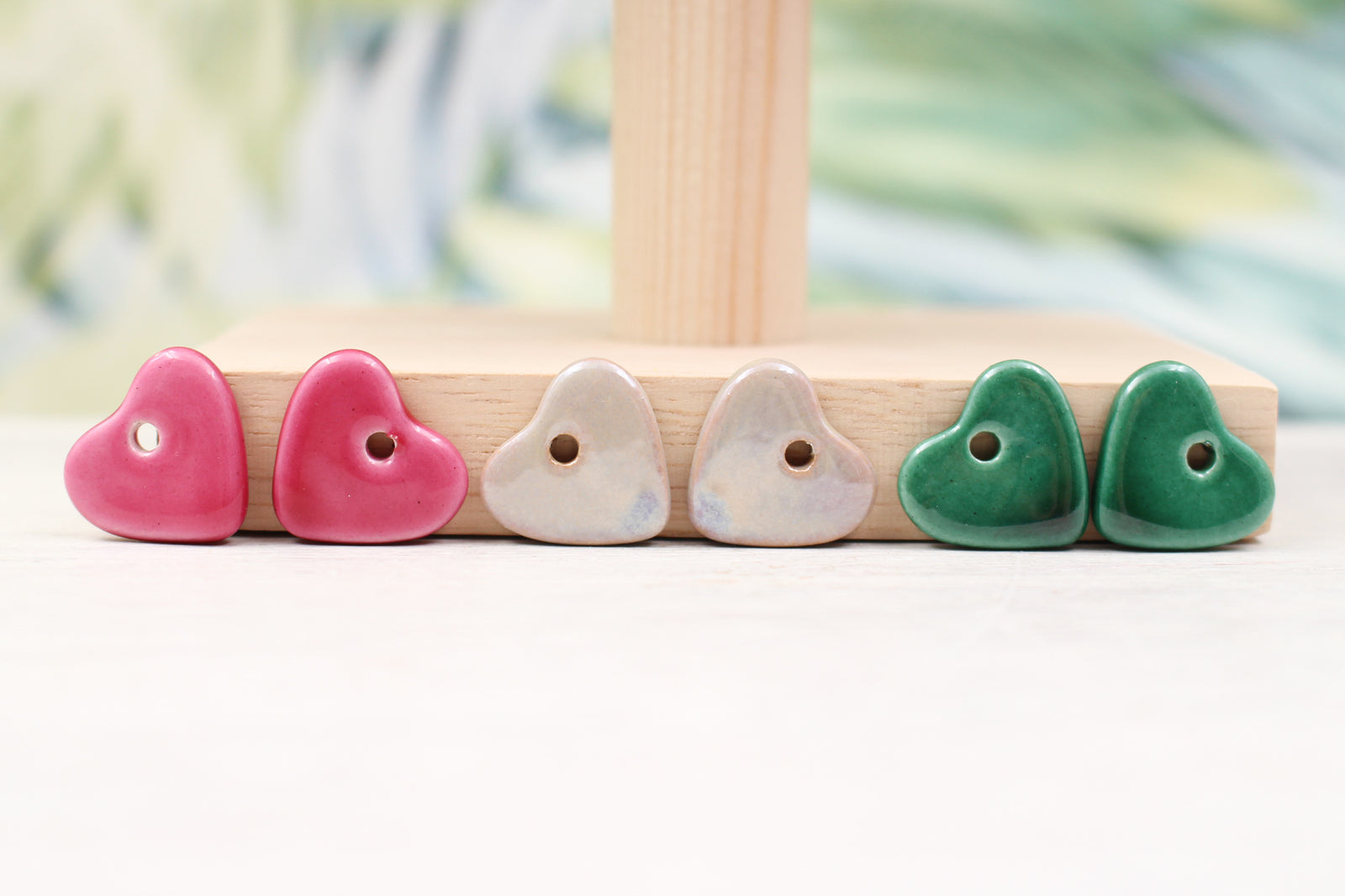 Cute colorful ceramic heart charms