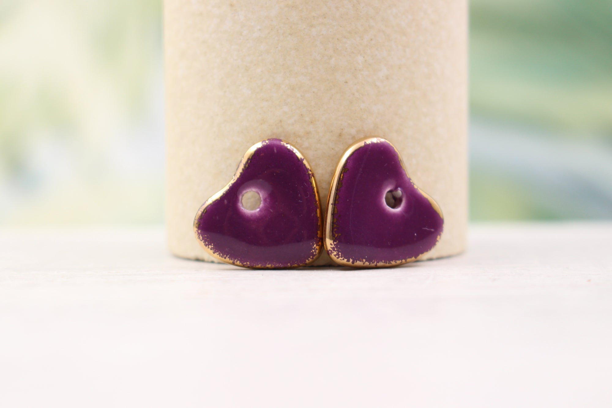 Ceramic heart charms for jewelry and accessories handmade in France by Alain Granell