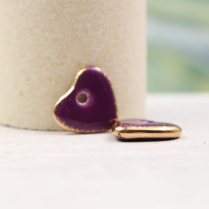 Ceramic heart charms for jewelry and accessories handmade in France by Alain Granell