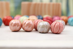 Handmade ceramic melon beads for jewelry making