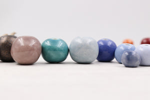Handmade ceramic beads in various colors