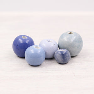 Handmade ceramic beads in various colors