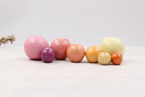 Handmade ceramic beads in various colors
