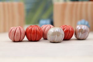 Handmade ceramic melon beads for jewelry making