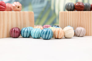 Handmade ceramic melon beads for jewelry making
