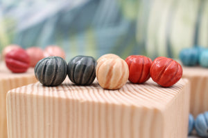 Handmade ceramic melon beads for jewelry making