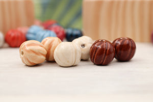 Handmade ceramic melon beads for jewelry making