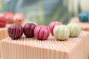 Handmade ceramic melon beads for jewelry making