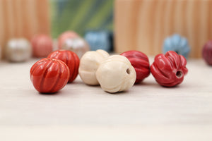 Handmade ceramic melon beads for jewelry making