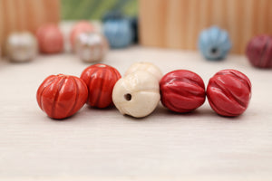 Handmade ceramic melon beads for jewelry making