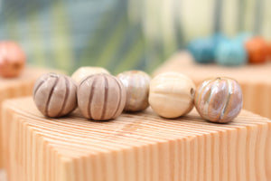 Handmade ceramic melon beads for jewelry making