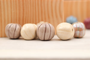 Handmade ceramic melon beads for jewelry making