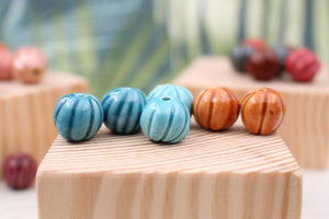 Handmade ceramic melon beads for jewelry making