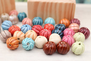 Handmade ceramic melon beads for jewelry making