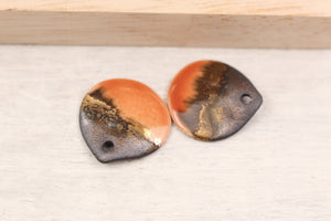 Multicolor ceramic and gold petal charms handmade in France by Alain Granell