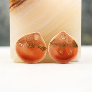 Multicolor ceramic and gold petal charms handmade in France by Alain Granell