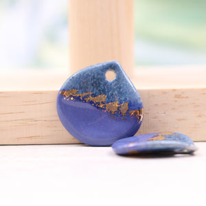 Multicolor ceramic and gold petal charms handmade in France by Alain Granell