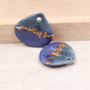 Multicolor ceramic and gold petal charms handmade in France by Alain Granell