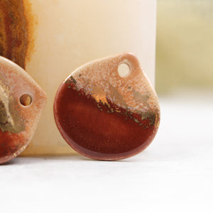 Multicolor ceramic and gold petal charms handmade in France by Alain Granell