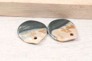 Multicolor ceramic and gold petal charms handmade in France by Alain Granell
