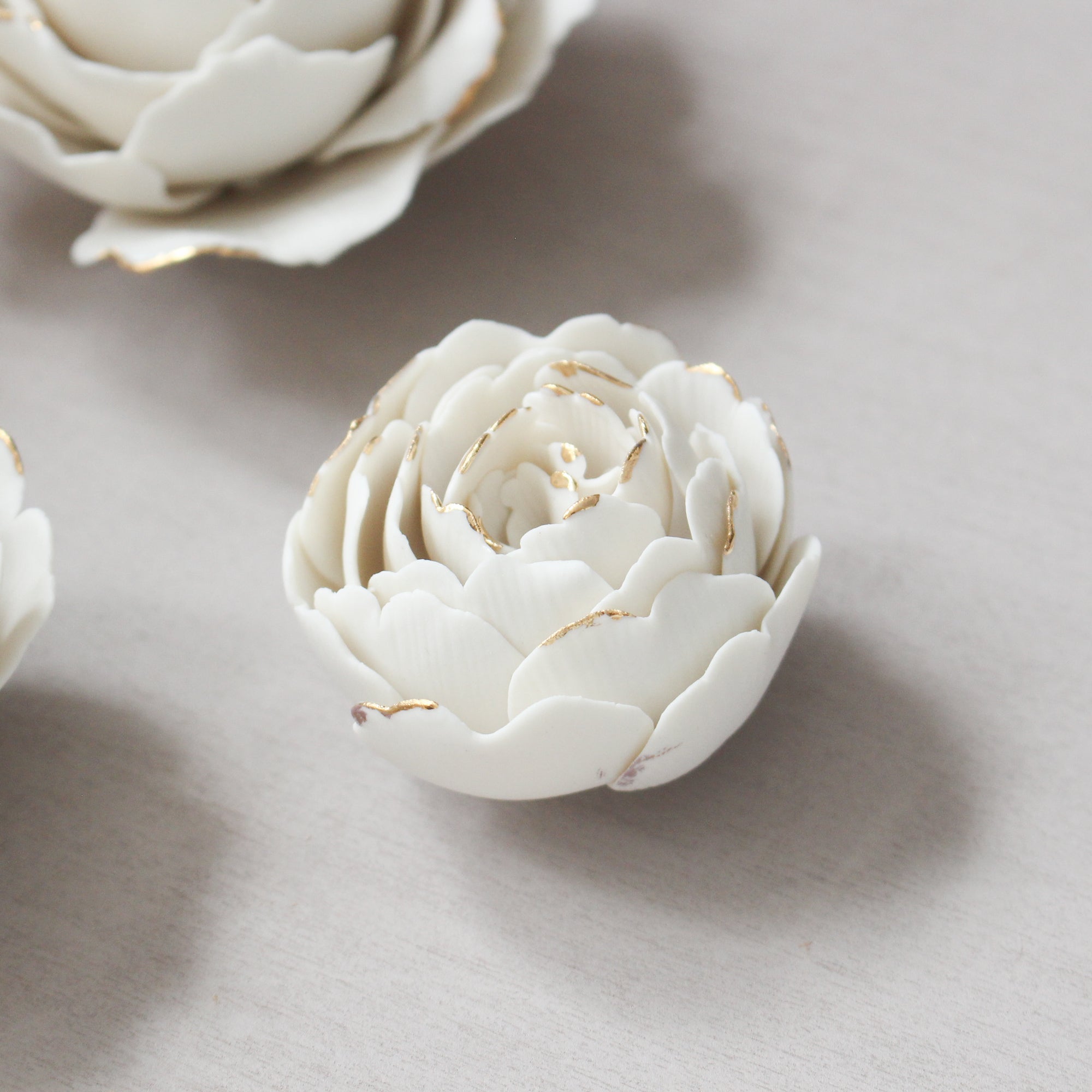 White and Gold Porcelain Peonies