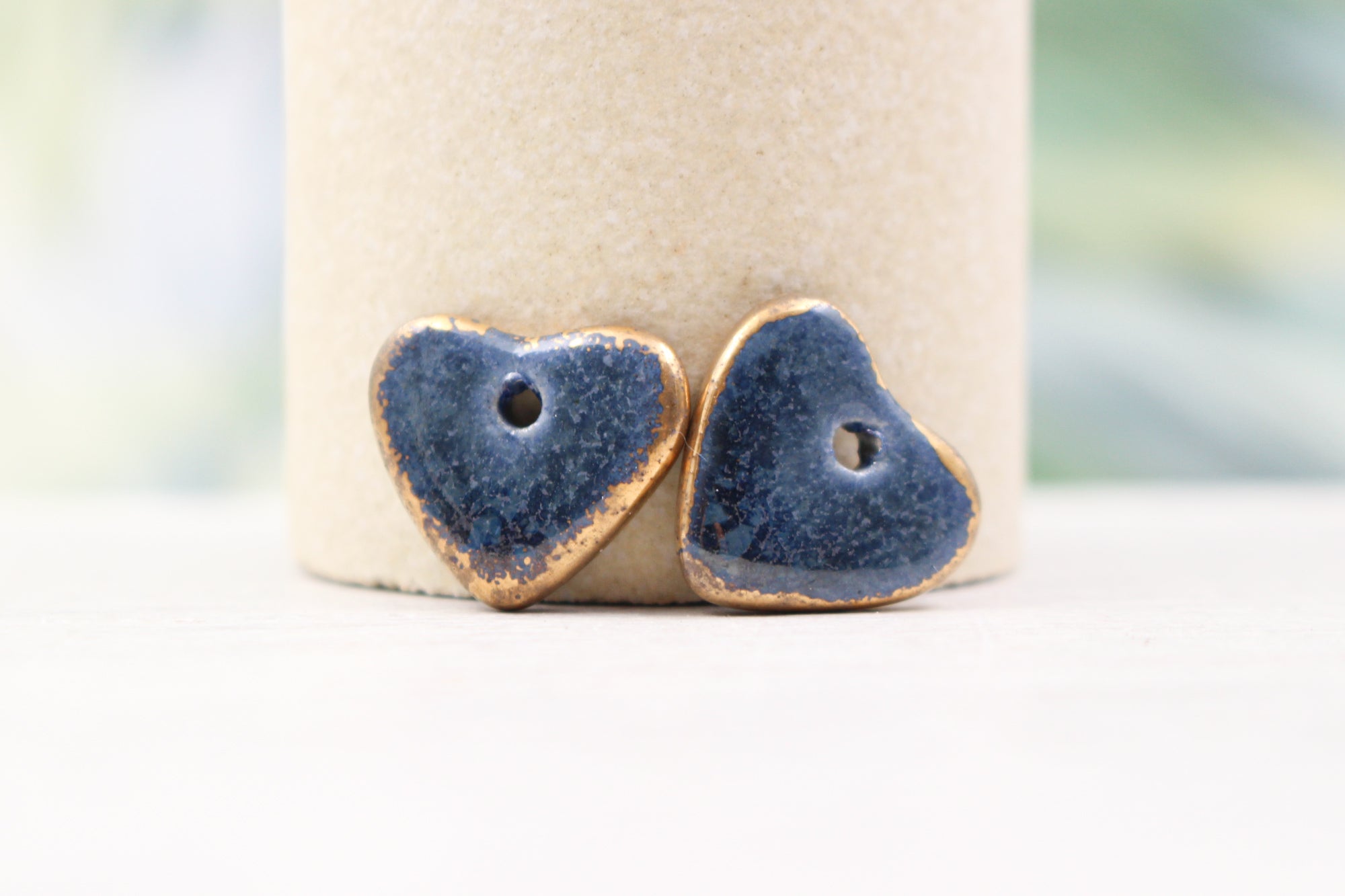 Ceramic heart charms for jewelry and accessories handmade in France by Alain Granell