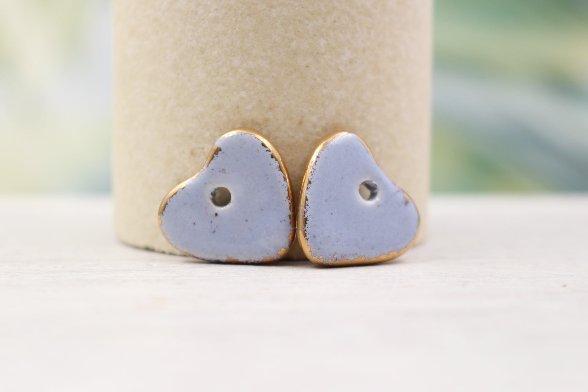 Ceramic heart charms for jewelry and accessories handmade in France by Alain Granell