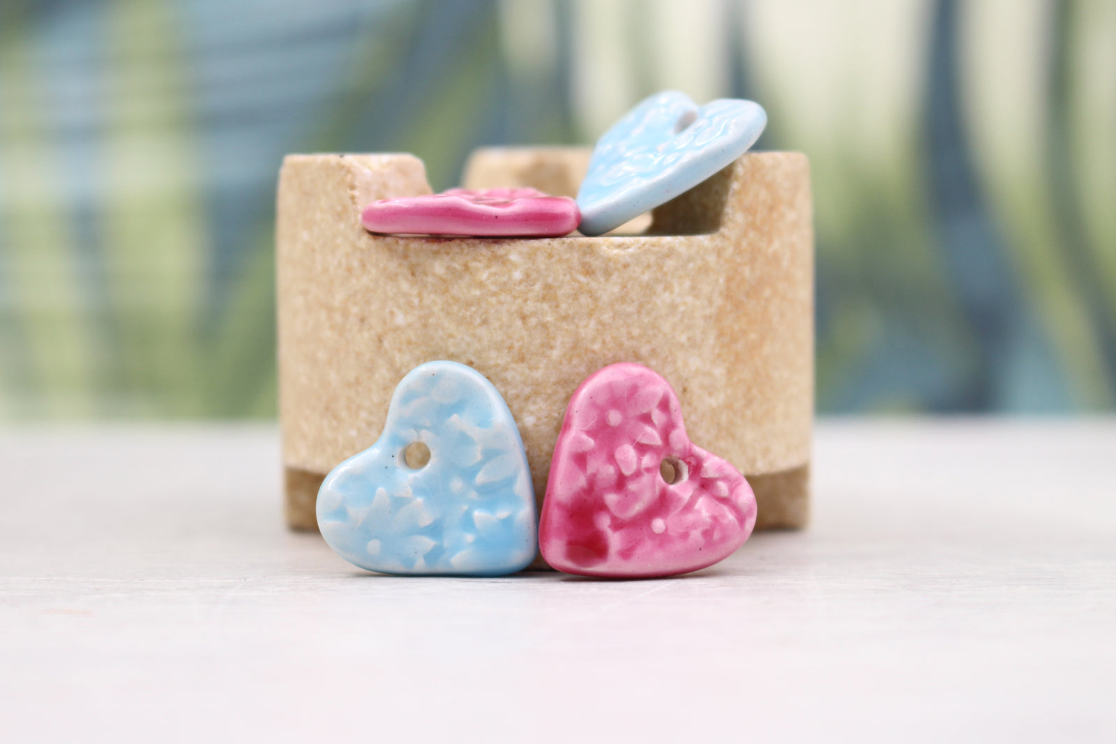 Petites breloques Coeurs Céramique avec impression florale