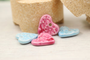 Petites breloques Coeurs Céramique avec impression florale