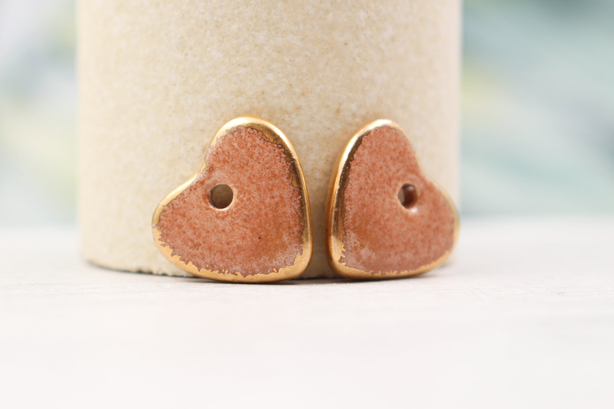 Ceramic heart charms for jewelry and accessories handmade in France by Alain Granell