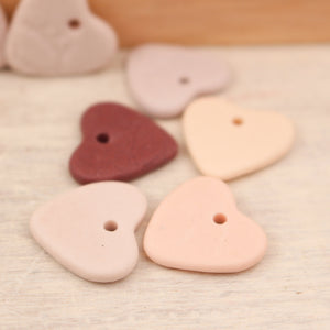 Handmade porcelain heart charms for jewelry and accessories making