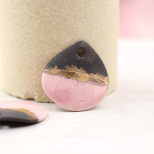 Multicolor ceramic and gold petal charms handmade in France by Alain Granell