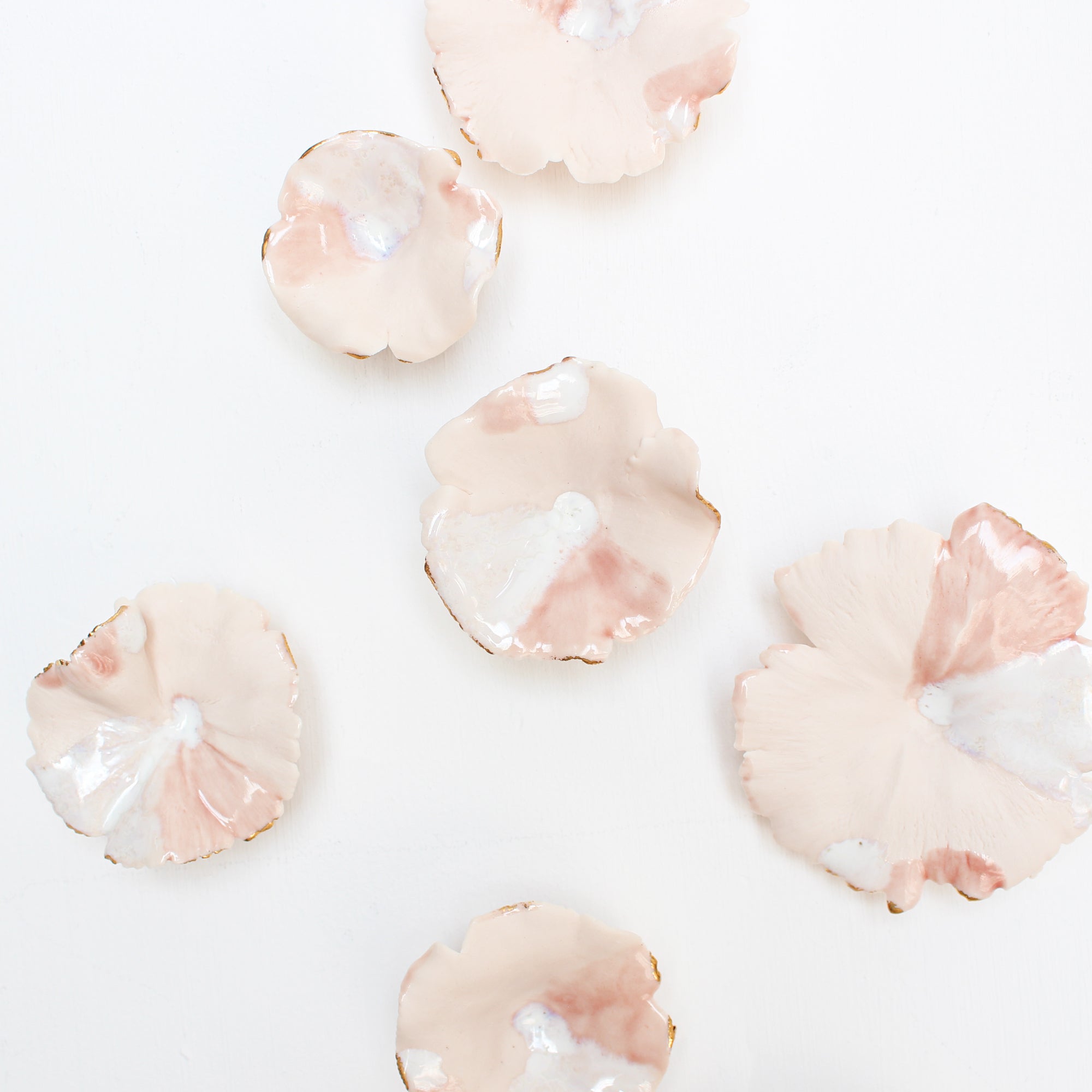 Abstract Coral Porcelain Flower Wall Art handmade in France by Alain Granell