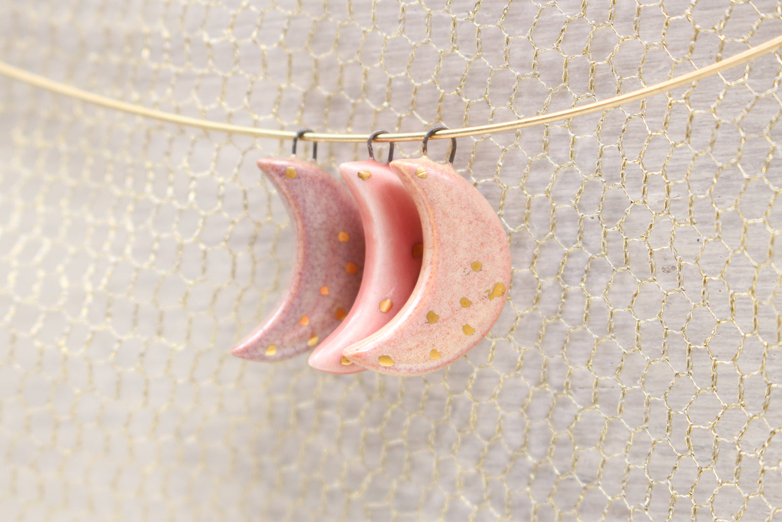 Ceramic Moon Charms for Jewelry and Accessories Making handmade in France by Alain Granell
