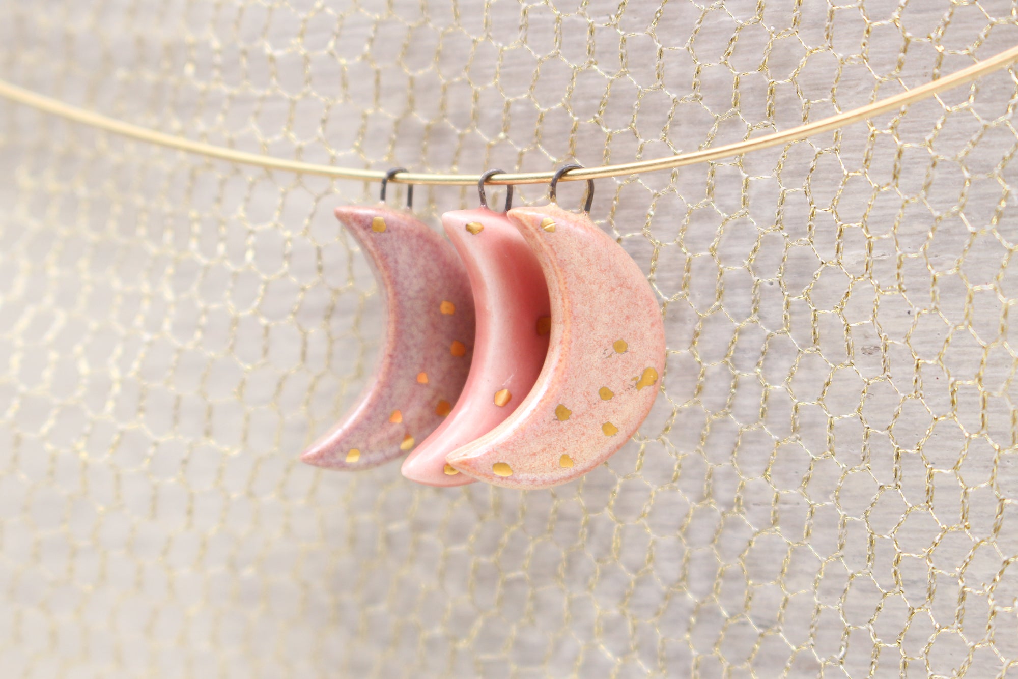 Ceramic Moon Charms for Jewelry and Accessories Making handmade in France by Alain Granell