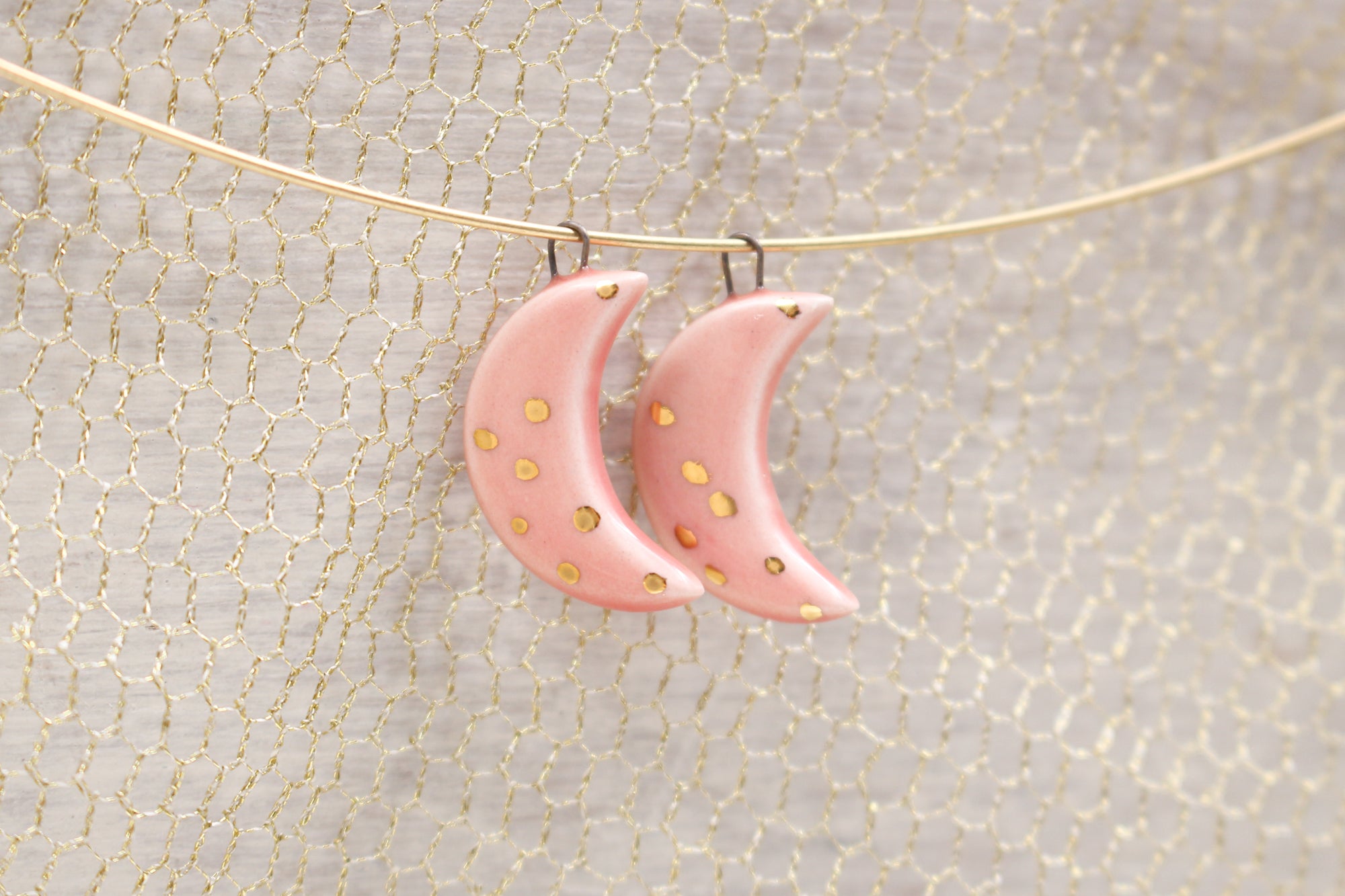 Ceramic Moon Charms for Jewelry and Accessories Making handmade in France by Alain Granell
